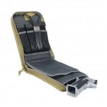 G-Outdoors Inc. GPS Tactical Pistol Case, open tan case with black padded interior and straps