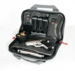 G-Outdoors Double Compact Pistol Case, open black case with handgun and magazine pockets