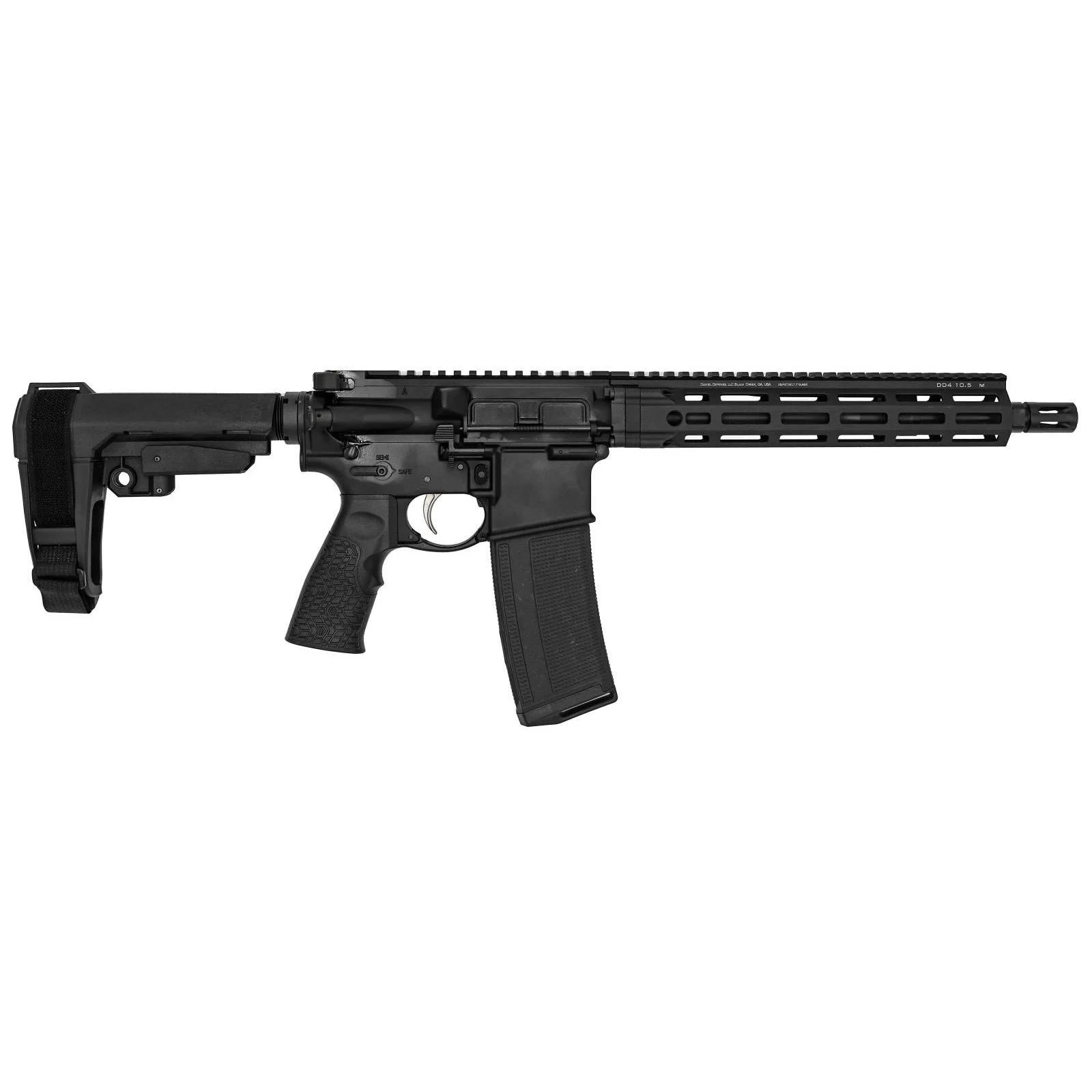 primary-55586 Daniel Defense DD4P Pistol 5.56mm 32rd Magazine 11.5'' Barrel 10.5'' M-LOK Handguard Black SBA3 Brace
