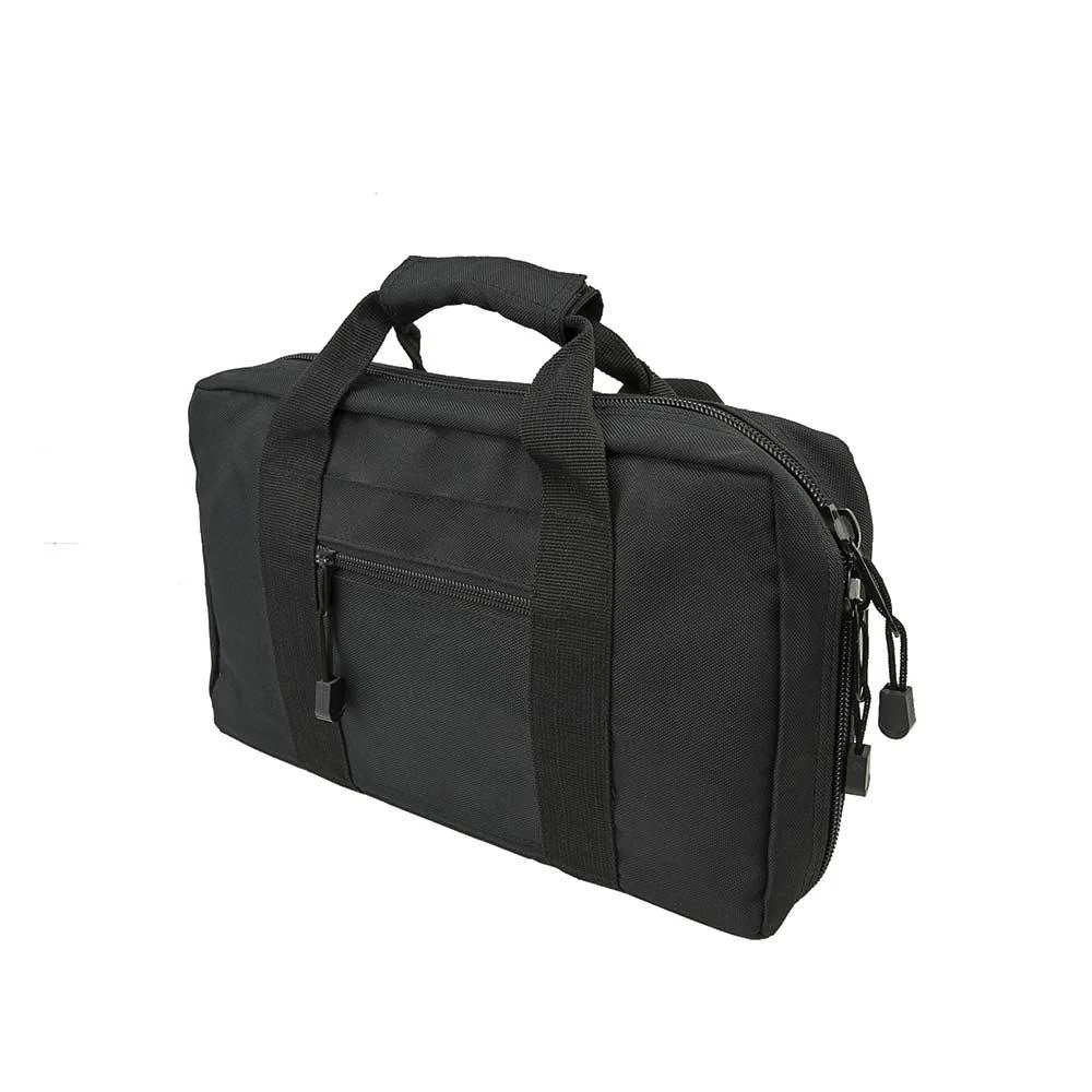 primary-55596 NCSTAR VISM Discreet Pistol Case, black three-quarter view with carry handles and zippered pockets