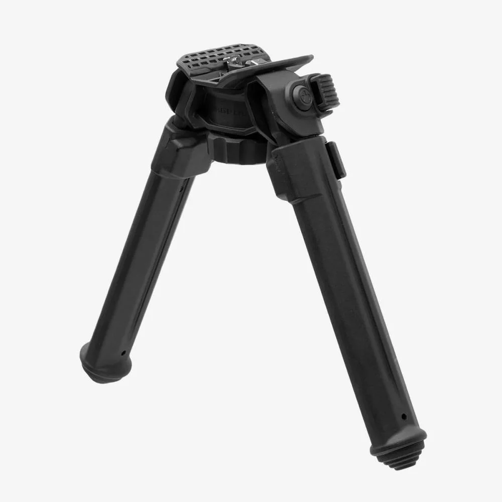 primary-55605 MAGPUL MOE Bipod, front angled view in black with two extended legs