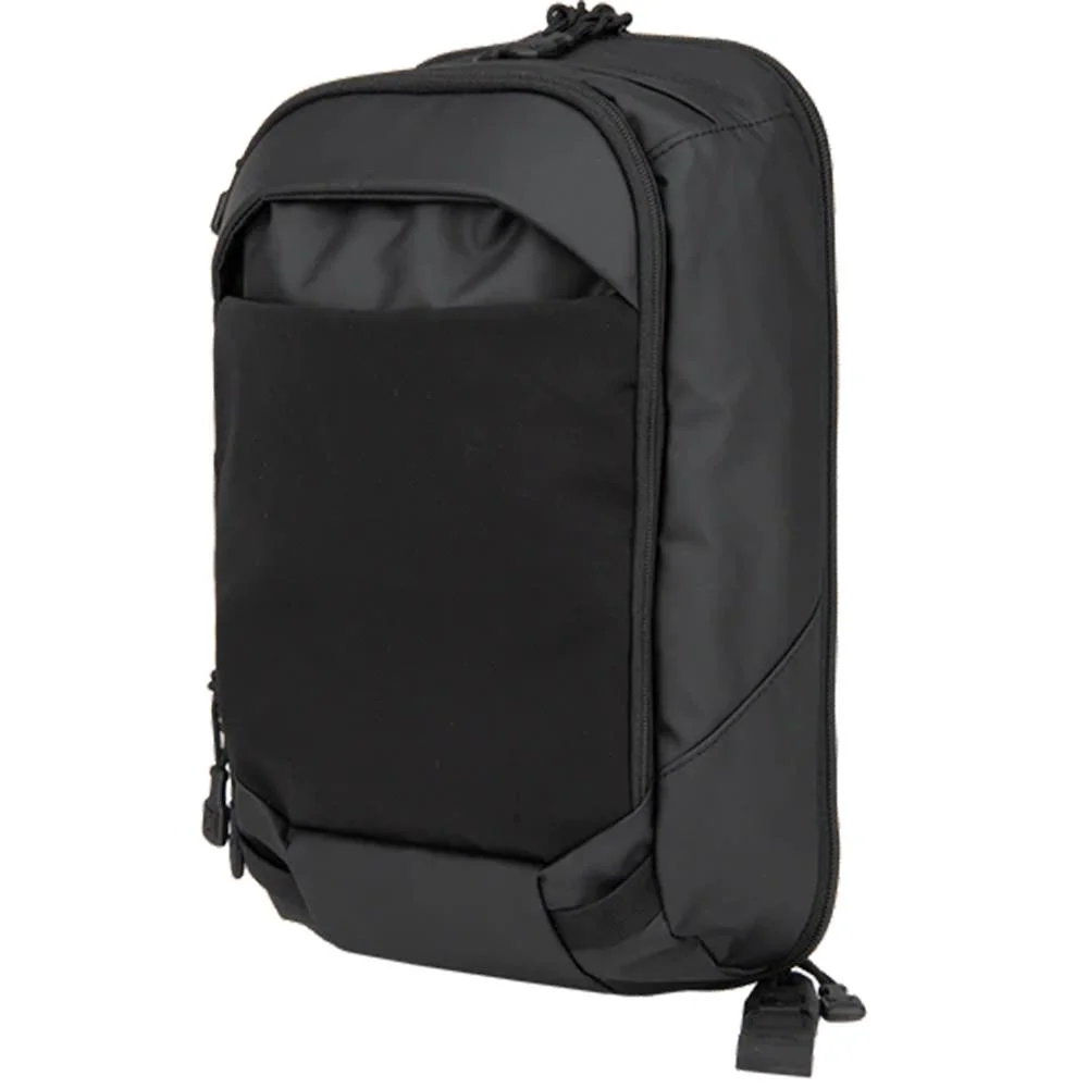 primary-55631 Fechheimer-Vertx Vertx Urban Ghost 10L Sling Bag Black front view with large panel and top zippers