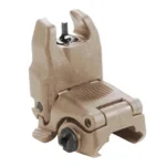 Magpul MBUS front flip sight Gen 2 in FDE, front angled view with sight post raised