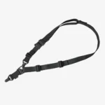Magpul MS3 sling Gen 2 in black, laid out with adjustment buckles and end clips visible