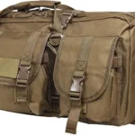 VISM by NcSTAR Double Carbine Case, tan front view with carry handle, straps and zippered pockets