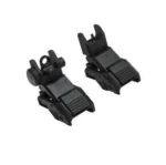 NcSTAR Inc. Vism Pro Series AR Flip up Sight Set, black front and rear sights, angled views