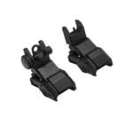 NcSTAR Inc. Vism Pro Series AR Flip up Sight Set, black front and rear sights, angled views