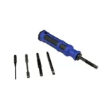 NCSTAR VISM PRO TOOL FOR GLOCK BLUE, blue handled tool with four black interchangeable bits