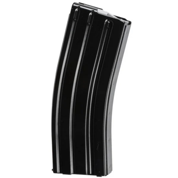 Global Ordnance AR-15 Rifle Magazine, curved black metal front view