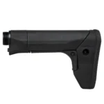 Reptilia RECC-E black carbine stock, right-side view with angled buttpad and adjustment lever