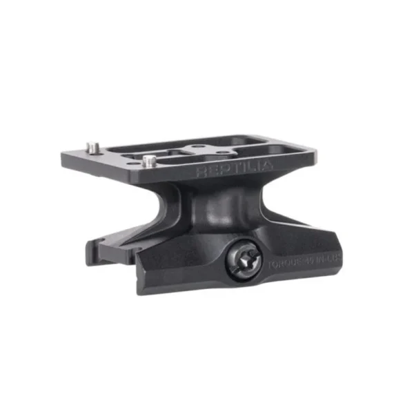 Reptilia DOT Mount for Holosun AEMS, black mount in angled side and top view