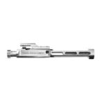 RISE LOW MASS BCG, silver right-side view with skeletonized carrier and Rise Armament marking