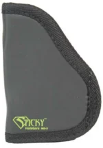 Sticky Holsters Medium Sticky Pocket Holster, black, side view with bound fabric edge