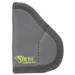 Sticky Holsters Small Sticky Pocket Holster, black and gray front view with green logo