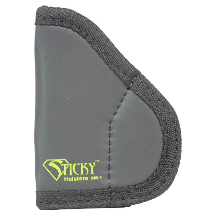 primary-55718 Sticky Holsters Small Sticky Pocket Holster, black and gray front view with green logo