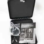 Snap Safe XX-Large Lockbox, open black lockbox with cable, keys and accessories inside