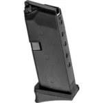 KCI USA Glock 43 Handgun Magazine, black angled side view with grip extender