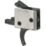 CMC Triggers Drop-In AR-15 Trigger, angled side view with silver housing and curved black trigger