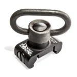 Daniel Defense Rail Mount QD Swivel Attachment Point, angled view of black mount and swivel