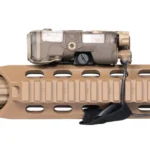 Reptilia Low Profile M-LOK Rail FDE, tan rail shown from the side with mounted device and cable