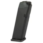 KCI USA Glock 22 Handgun Magazine black magazine, angled side view with baseplate