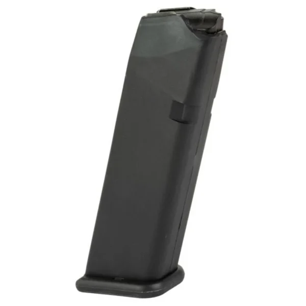 KCI USA Glock 22 Handgun Magazine black magazine, angled side view with baseplate