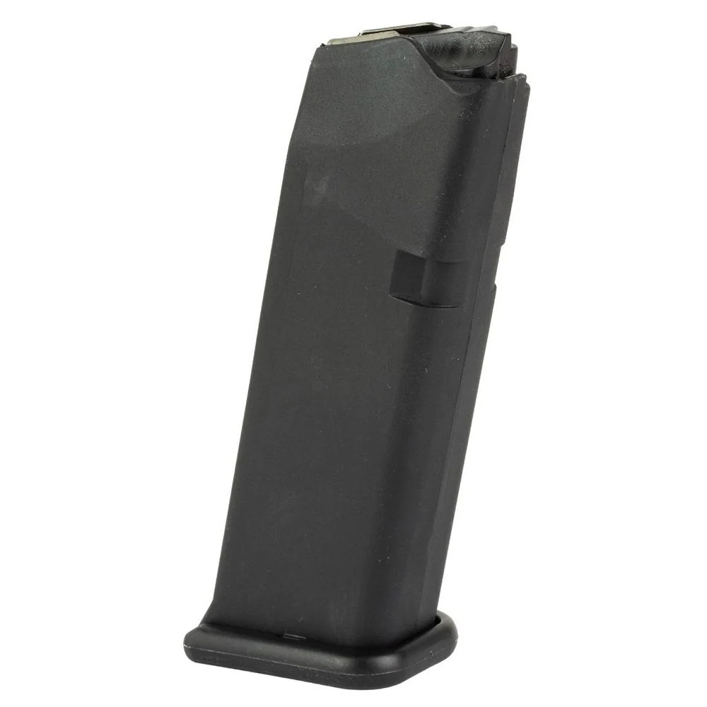 primary-55860 KCI USA Glock 23 black handgun magazine, angled side view with baseplate