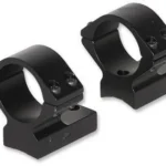 Talley Lightweight Alloy Scope Mounts, pair of black low rings in angled view