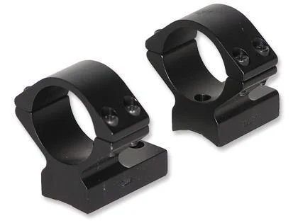 Talley Lightweight Alloy Scope Mounts, pair of black low rings in angled view