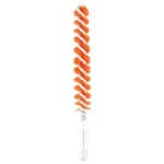 Birchwood Casey Nylon Bore Brush, front view with orange spiral bristles and clear stem