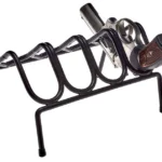 SNAPSAFE 4 GUN PISTOL RACK, black wire rack in angled view holding four pistols