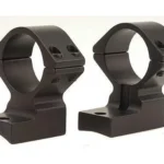 Talley Lightweight Alloy Scope Mounts, two black rings in angled front view with high bases
