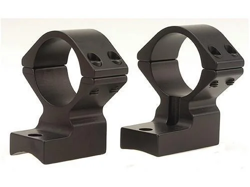 Talley Lightweight Alloy Scope Mounts, two black rings in angled front view with high bases