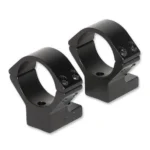 Talley Lightweight Alloy Scope Mounts, two black anodized scope rings, angled view