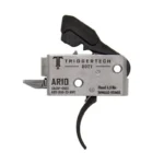 TriggerTech AR10 Duty Curve, side view of silver trigger housing with curved black trigger