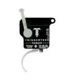 TriggerTech Rem 700 Primary Curved Trigger, side view with black housing and silver curved trigger