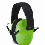 WALKER'S ULTRA COMPACT MUFF GREEN, bright green right-side view with black padded headband