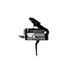 TriggerTech AR15 Competition Flat trigger assembly, side view, black housing and flat trigger