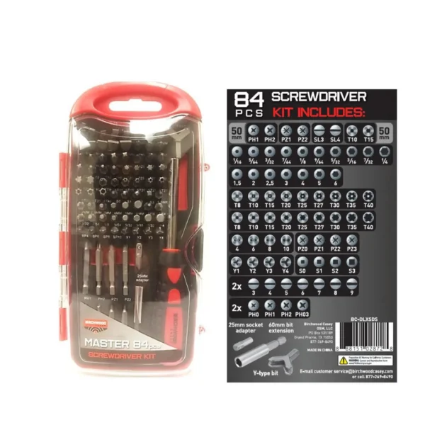 Birchwood Casey B/C PRO Screwdriver Set, red clear case beside bit layout card