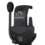 Walkers Game Ear Walker's Razor Walkie Talkie, black front view with microphone, antenna and display