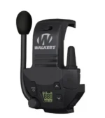 Walkers Game Ear Walker's Razor Walkie Talkie, black front view with microphone, antenna and display
