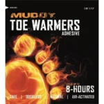 MUDDY DISPOSABLE TOE WARMER 3 PACK, black retail package with orange flame graphics