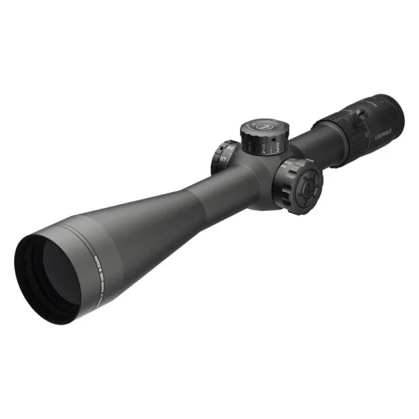 Leupold Mark 4HD Rifle Scope 8-32x56 black, angled front view with adjustment turrets