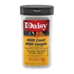 Daisy .177 BB clear bottle with black lid, copper-colored BBs and yellow label