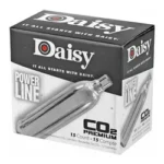 Daisy #7015 CO2 Cylinders, black and white 15-count retail box in front-right view