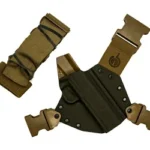 GunfightersINC GFI Kenai RH 1911 With Rail, olive gray holster with coyote harness straps