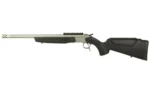 CVA Scout TD Single Shot Rifle, side view with stainless barrel and black stock