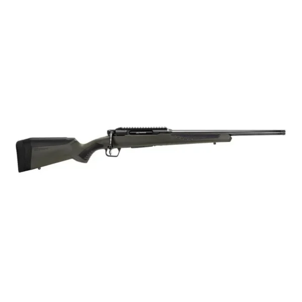 Savage Arms Impulse Hog Hunter rifle, right-side view with OD green stock, black barrel and top rail