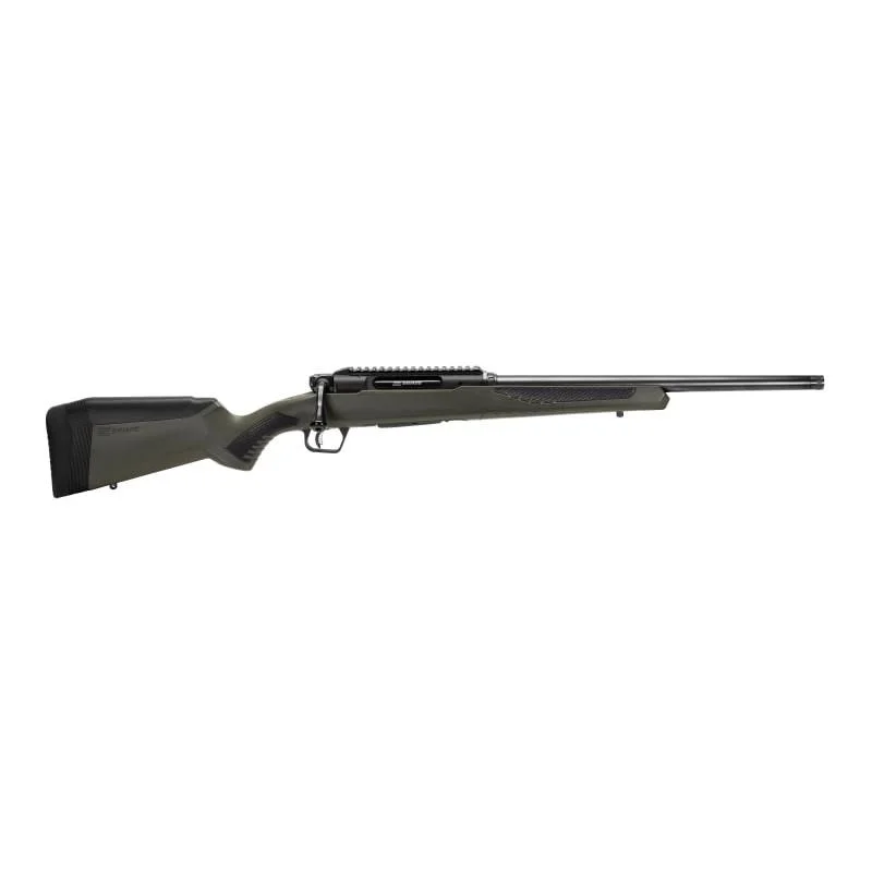 primary-580 Savage Arms Impulse Hog Hunter rifle, right-side view with OD green stock, black barrel and top rail