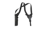 Uncle Mike's U/M VERT SHLDR HLSTR SZ 5 BLK RH black shoulder rig, front view with vertical holster